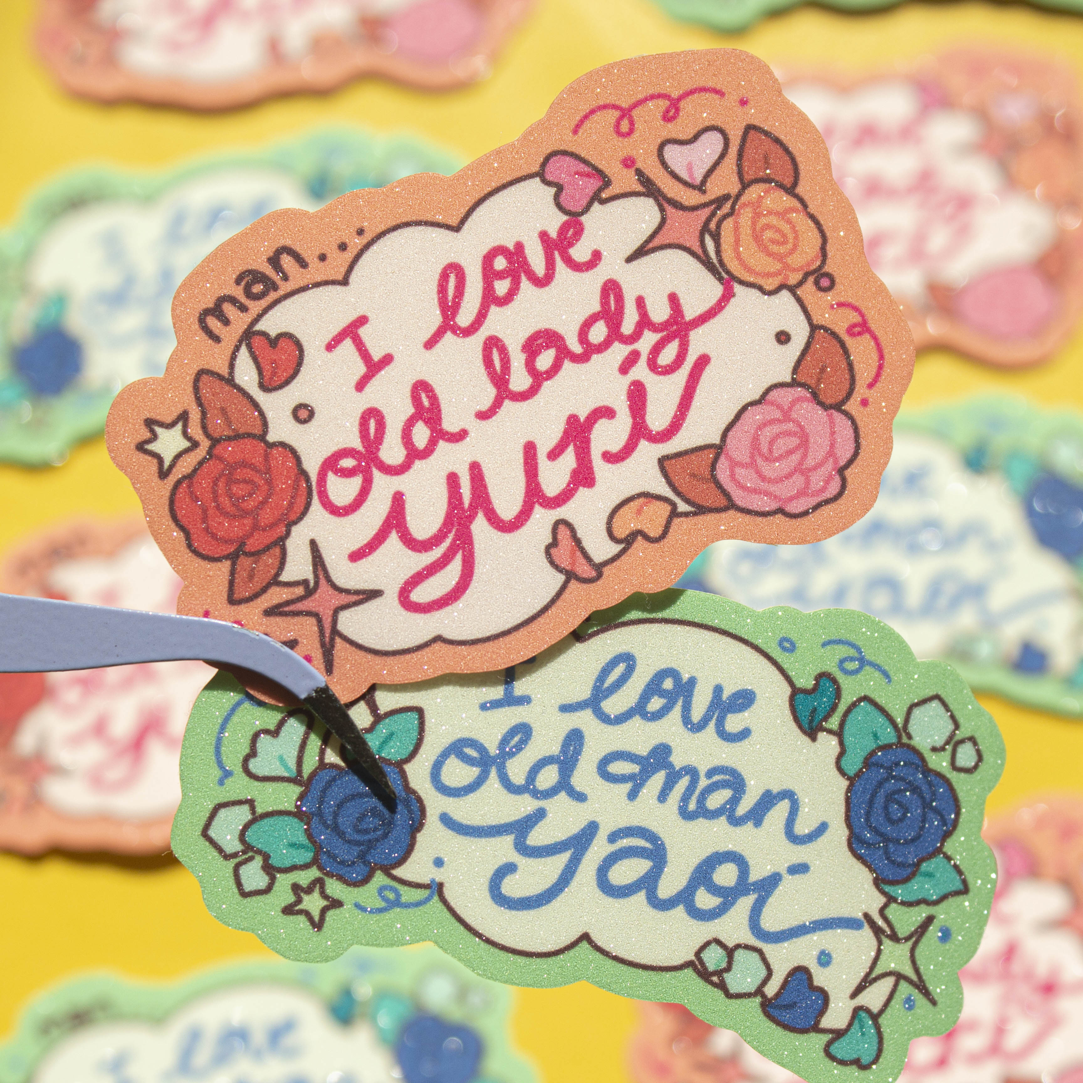 I love old lady Yuri / old man Yaoi Stickers