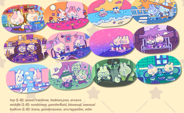 Pride Bunny Pal Rectangle Pins